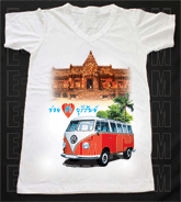 เสื้อยืดคอวีพร้อมสกรีนลายแหล่งท่องเที่ยว ลายบุรีรัมย์